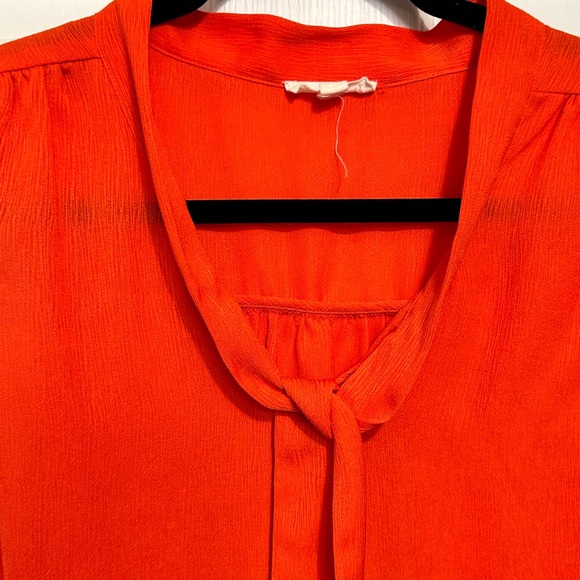 EUC Orange Bow neck sleeveless Blouse large - Picture 4 of 5